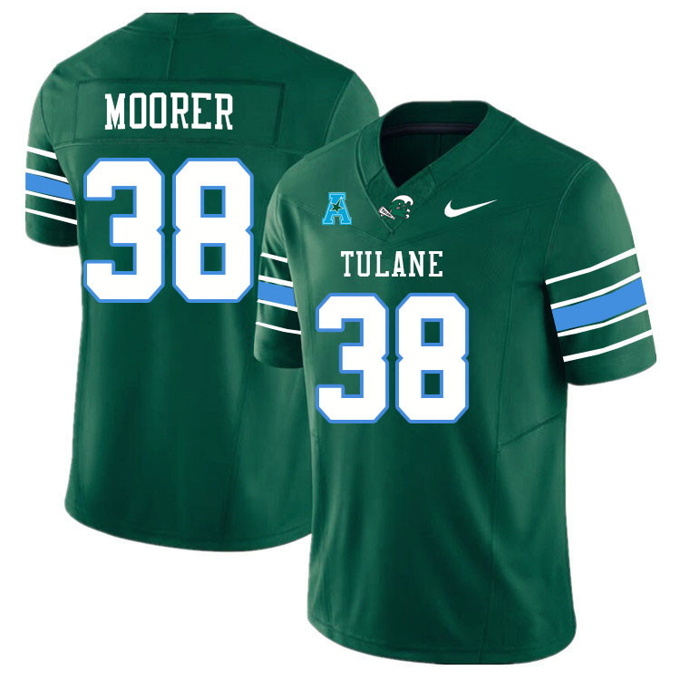 Tulane Green Wave #38 Jared Moorer College Football Jerseys Stitched Sale-Green